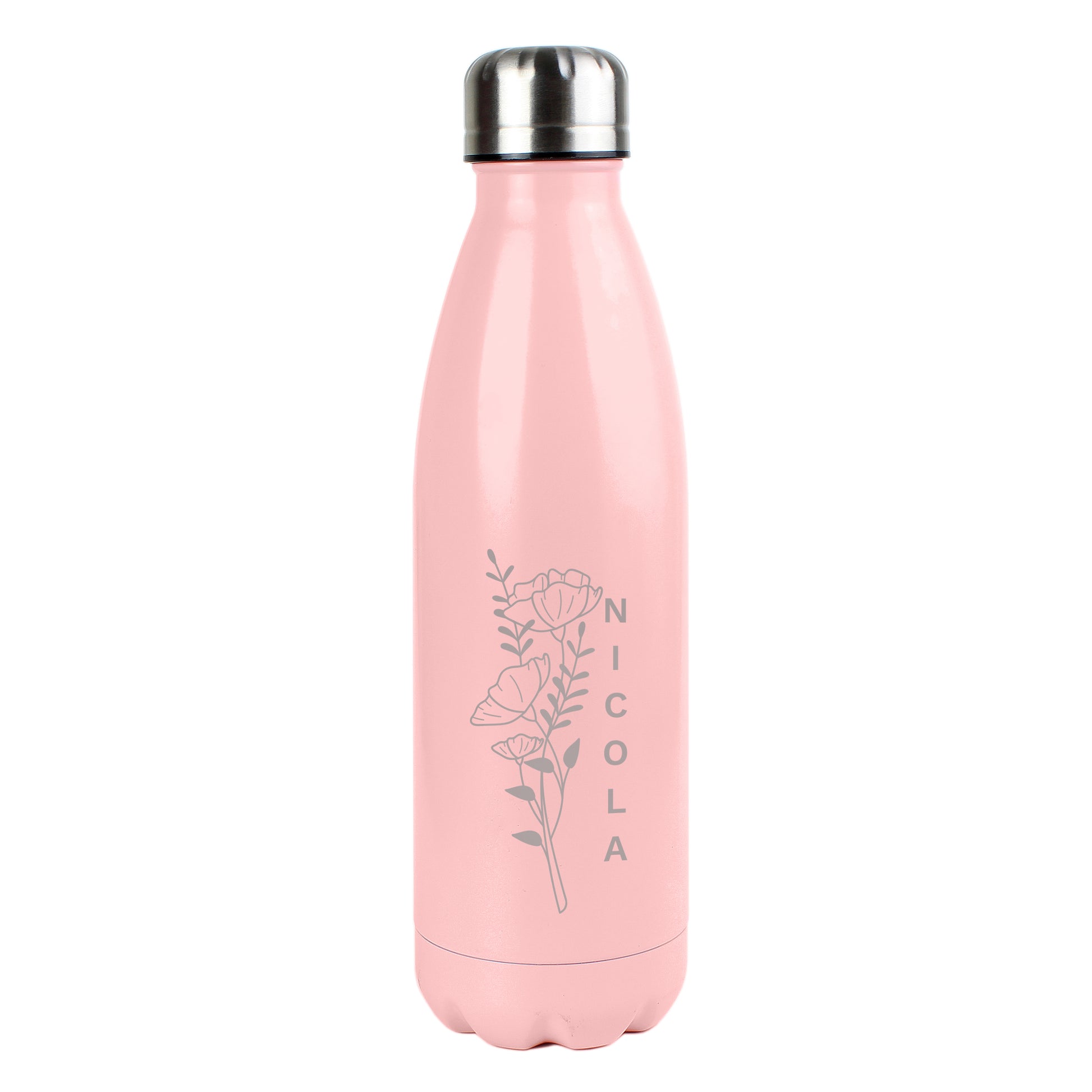 Personalised Floral Pink Metal Insulated Drinks Bottle - image 5