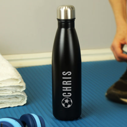 Personalised Football Black Metal Insulated Drinks Bottle - image 4