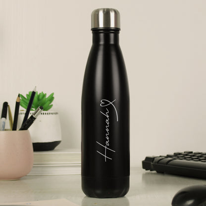 Personalised Heart Black Metal Insulated Drinks Bottle - image 3