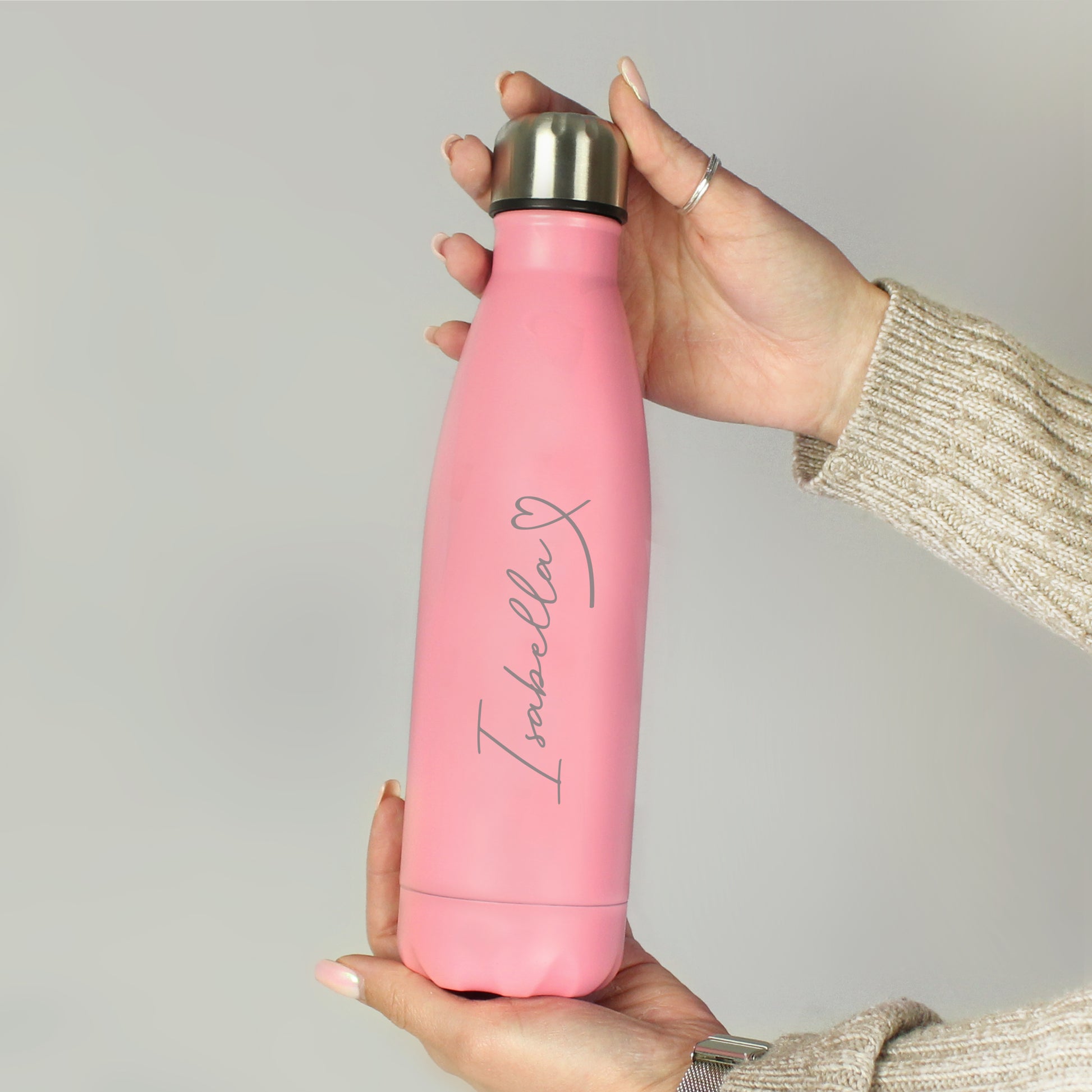 Personalised Heart Pink Metal Insulated Drinks Bottle - image 6