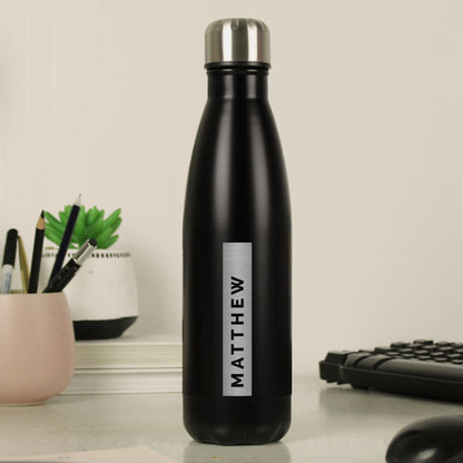 Personalised Rectangle Black Metal Insulated Drinks Bottle - image 3