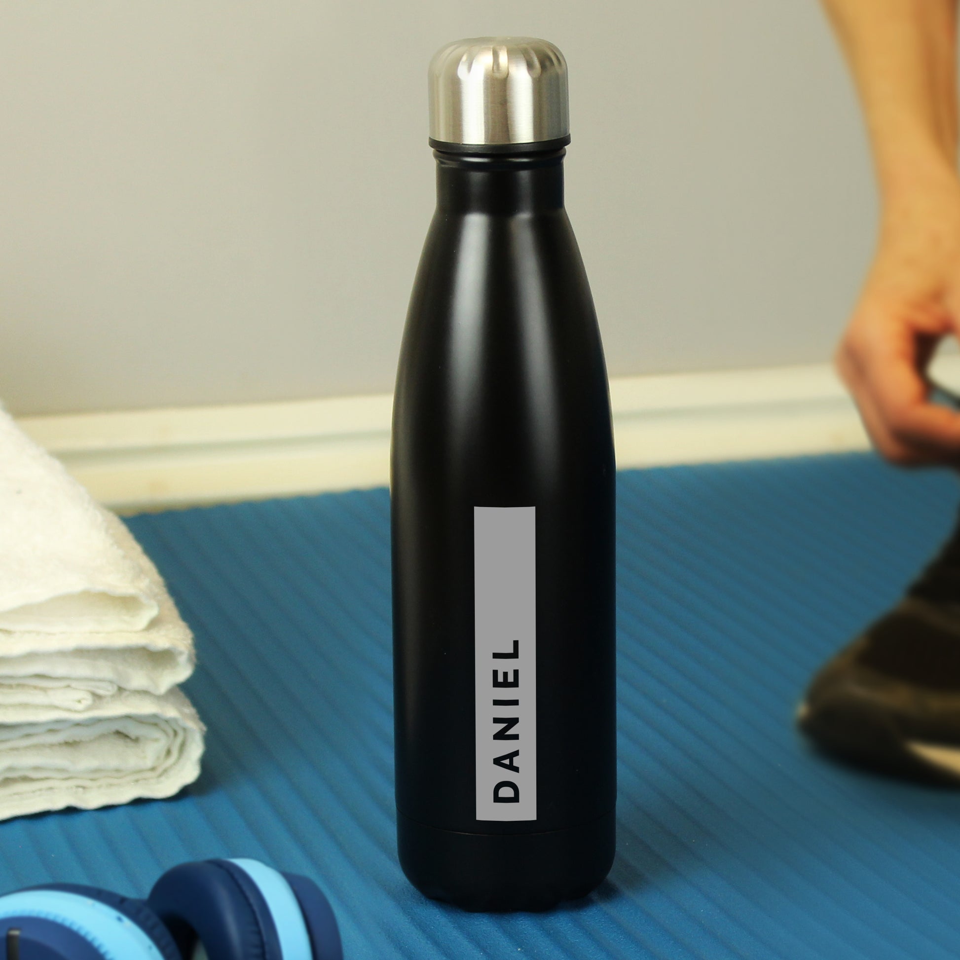 Personalised Rectangle Black Metal Insulated Drinks Bottle - image 4