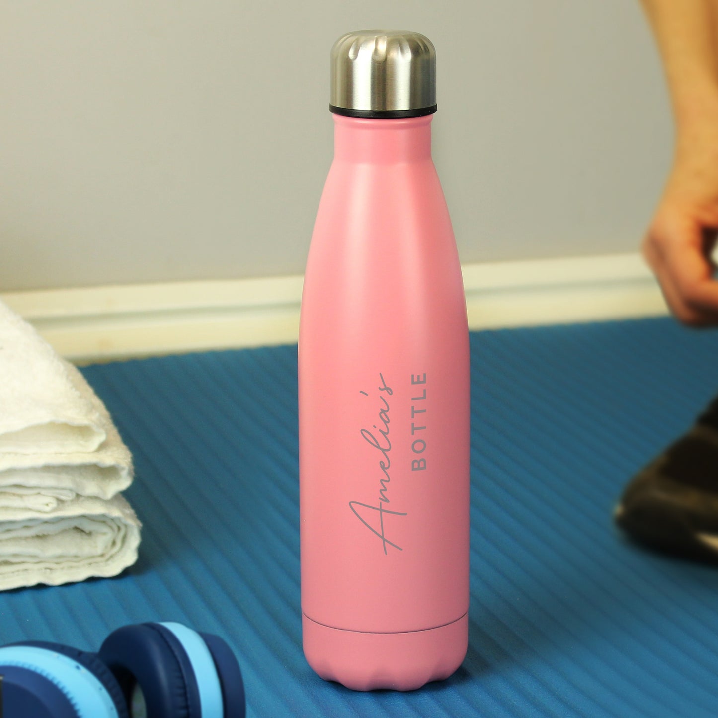 Personalised Two Lines Pink Metal Insulated Drinks Bottle - image 4