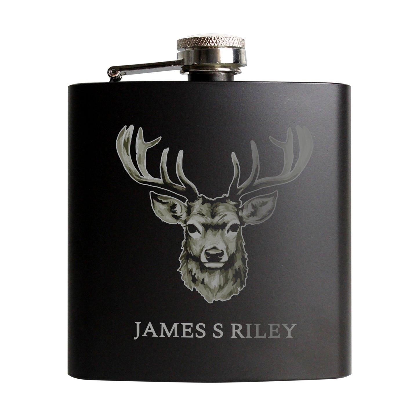 Personalised Stag Black Hip Flask - image 5