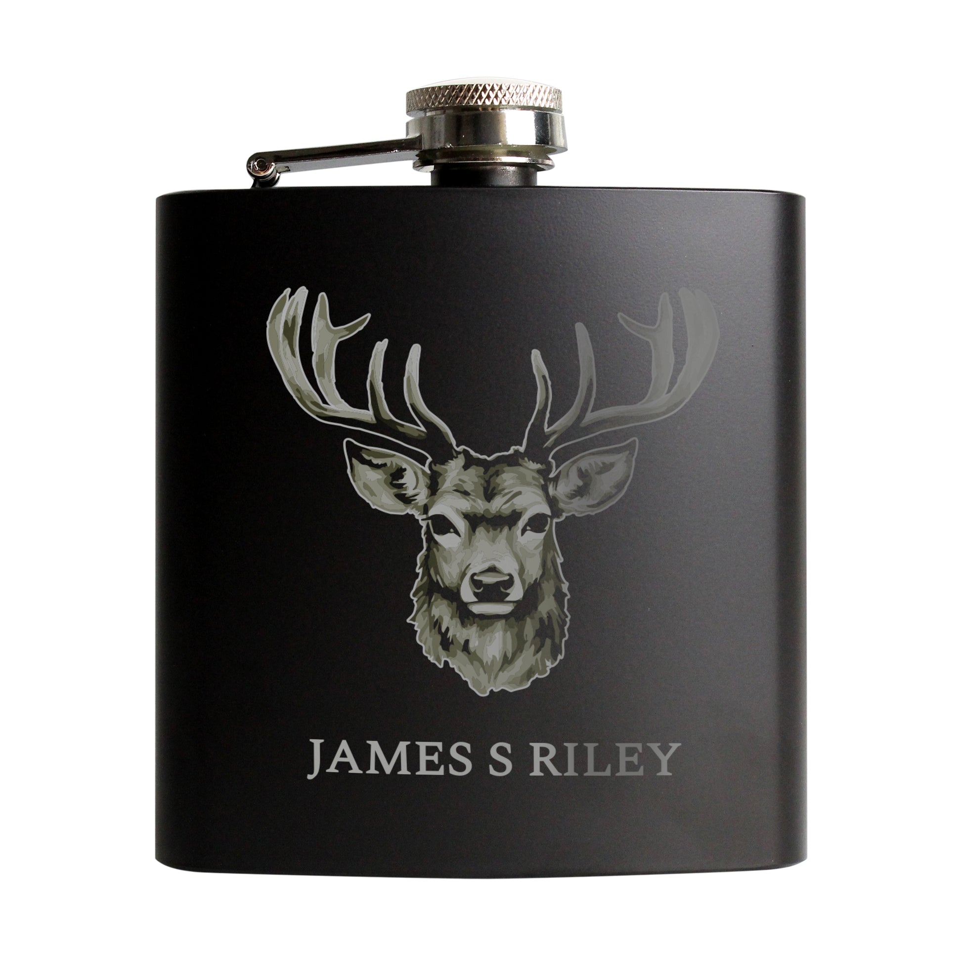 Personalised Stag Black Hip Flask - image 5