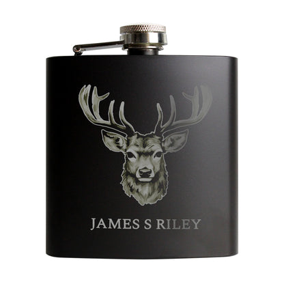 Personalised Stag Black Hip Flask - image 5