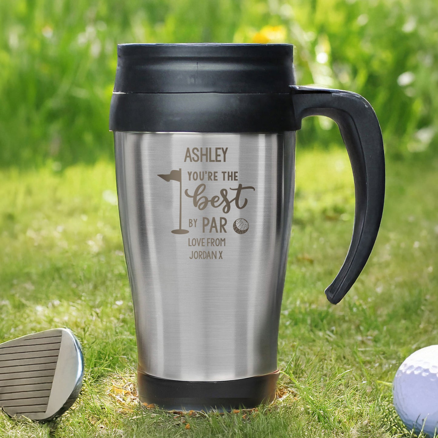 Personalised Best by Par Golf Travel Mug – Golfer Father's Day Birthday Gift