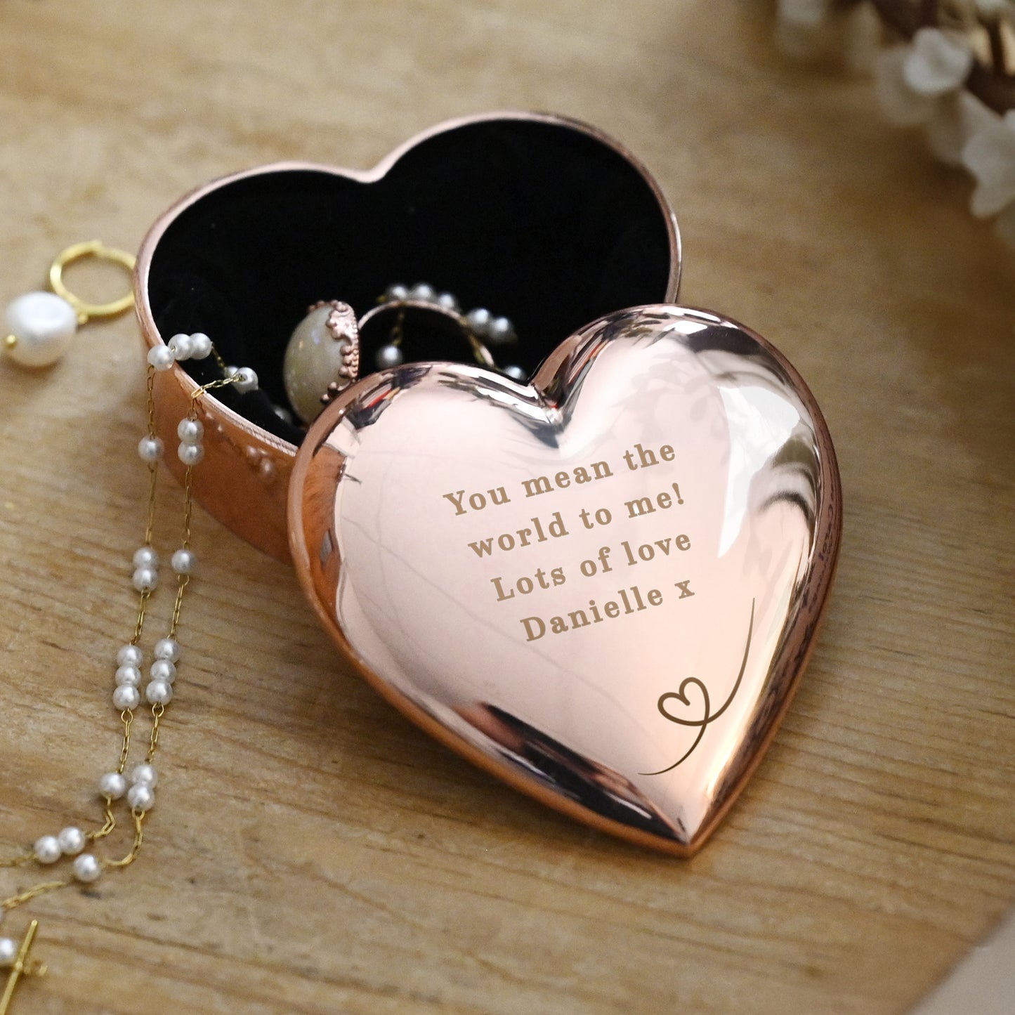 Personalised Rose Gold Heart Trinket Box – Birthday Valentine's Gift for Her