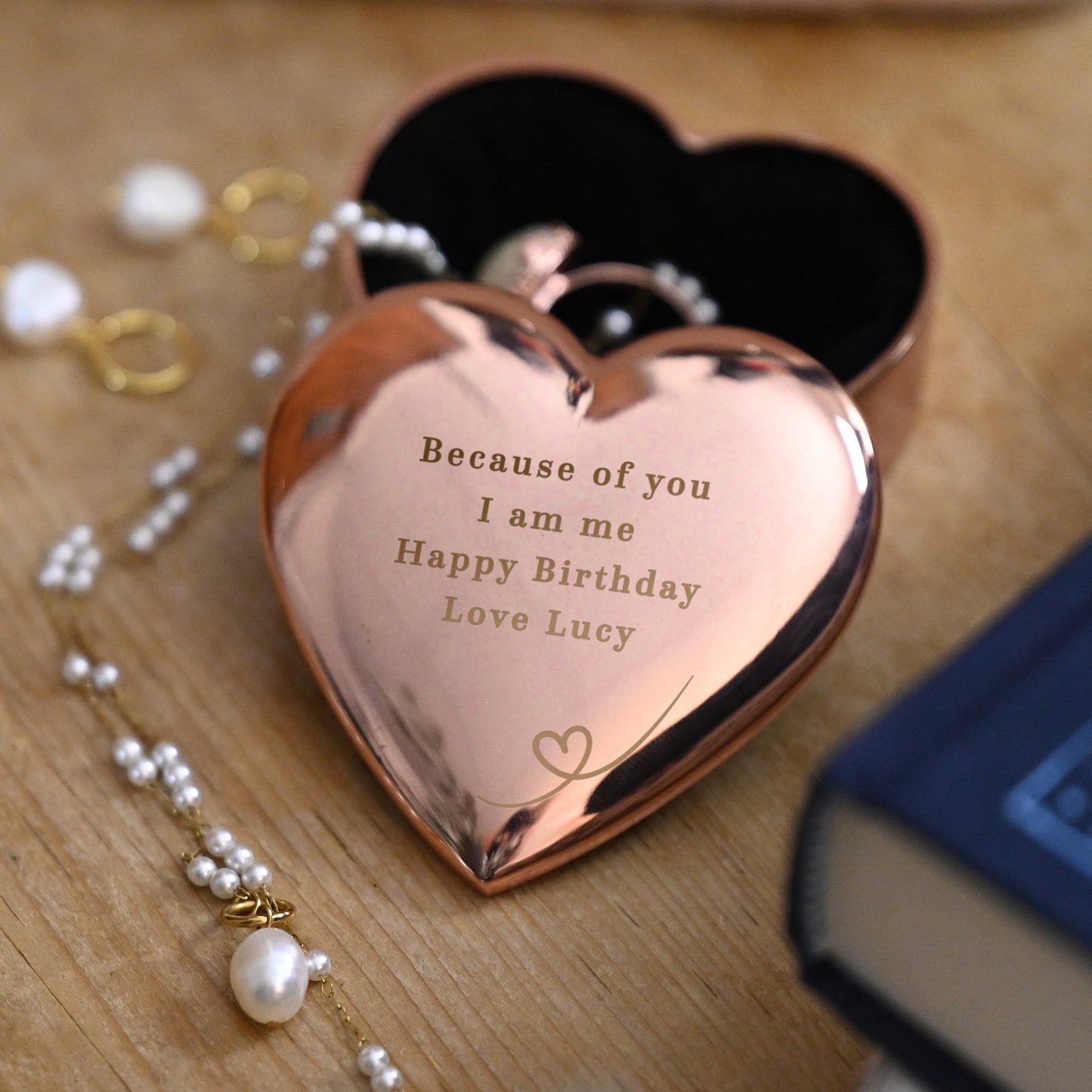 Personalised Rose Gold Heart Trinket Box – Birthday Valentine's Gift for Her - image 3