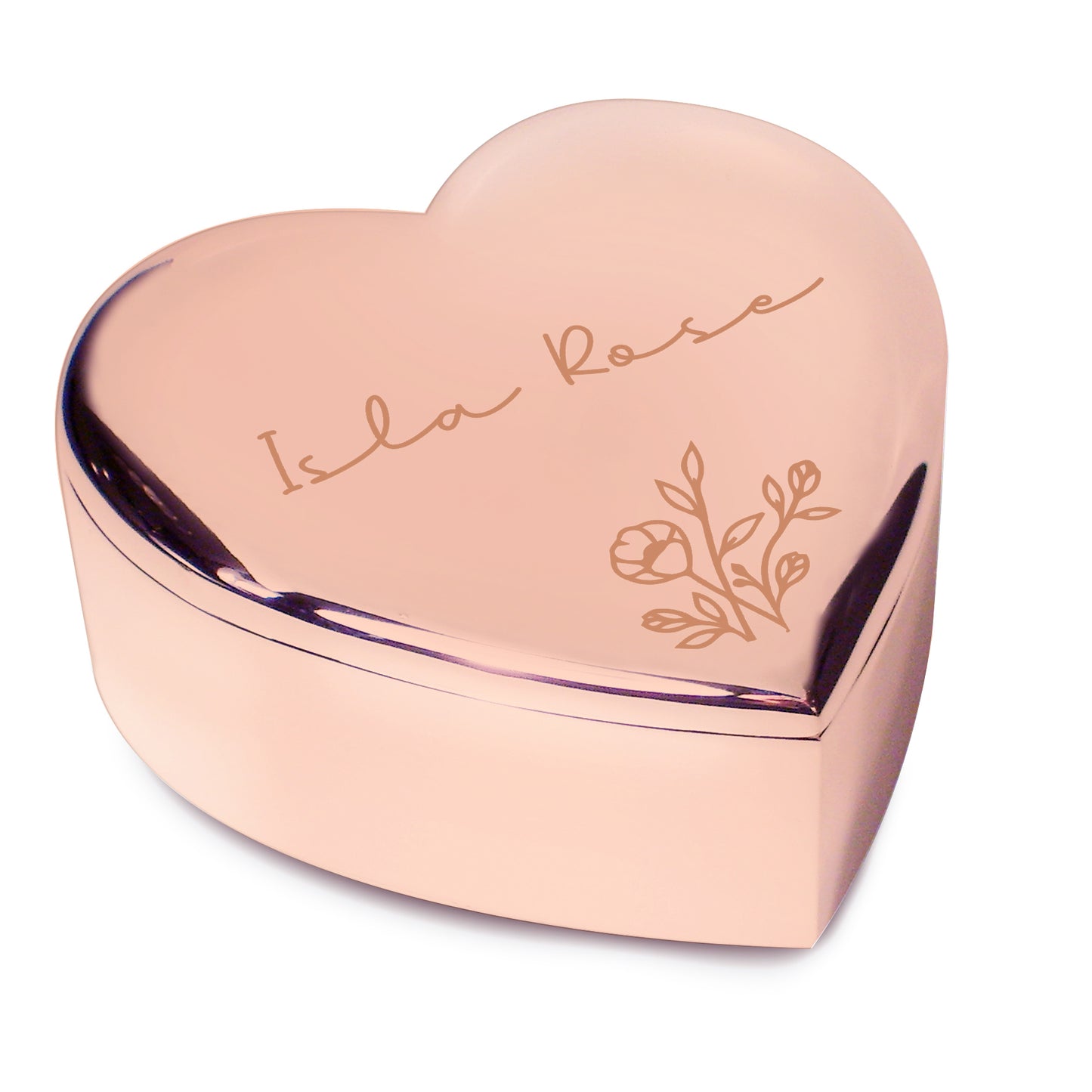 Personalised Floral Rose Gold Heart Trinket Box – Birthday Valentine's Gift for Her - image 4