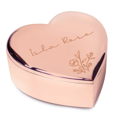 Personalised Floral Rose Gold Heart Trinket Box – Birthday Valentine's Gift for Her - image 4