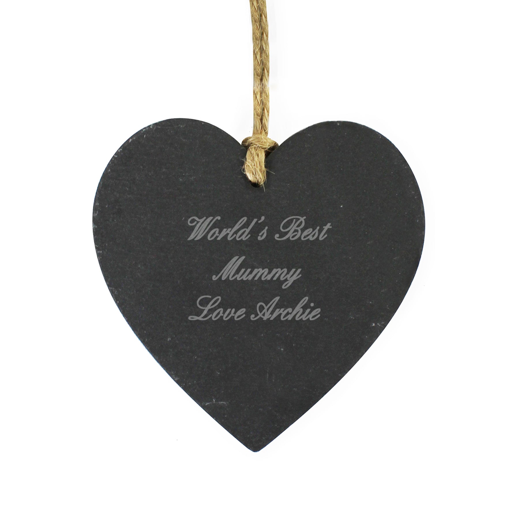 Personalised Script Engraved Slate Heart Decoration from Heartfelt Gifts