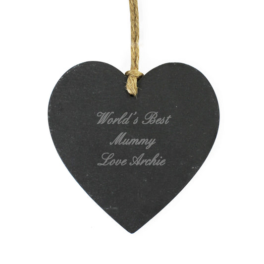 Personalised Script Engraved Slate Heart Decoration from Heartfelt Gifts