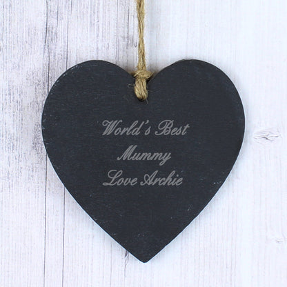 Personalised Script Engraved Slate Heart Decoration - image 2