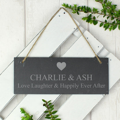 Personalised Heart Motif Hanging Slate Plaque from Heartfelt Gifts