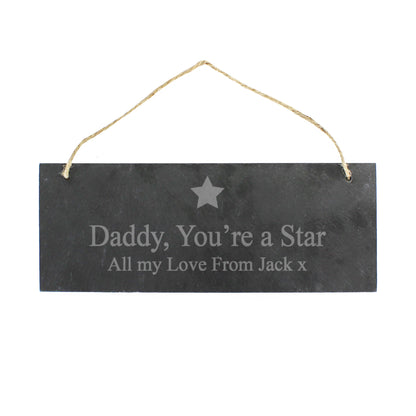 Personalised Star Motif Hanging Slate Plaque from Heartfelt Gifts