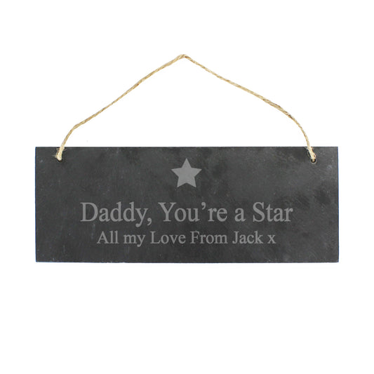 Personalised Star Motif Hanging Slate Plaque from Heartfelt Gifts