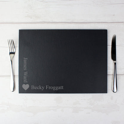 Personalised Heart Motif Slate Placemat - image 3