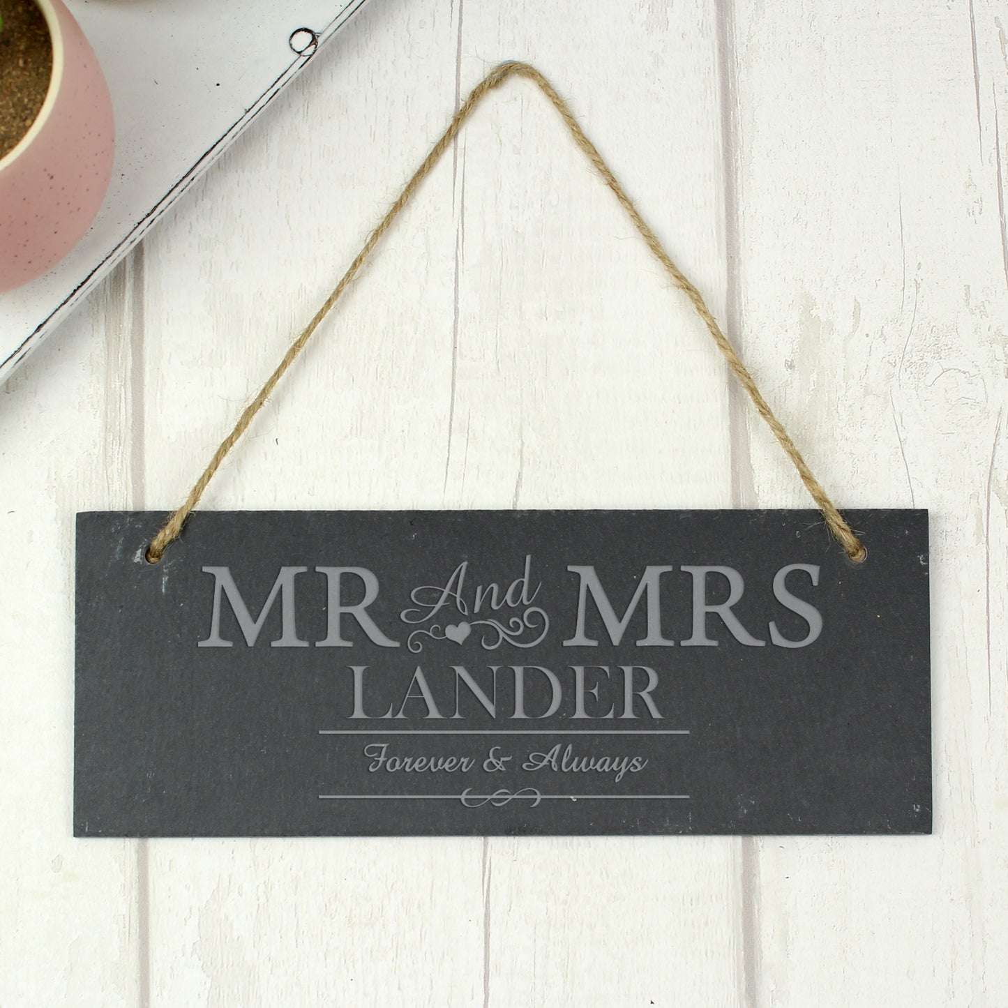 Personalised Mr & Mrs Hanging Slate Plaque - image 2