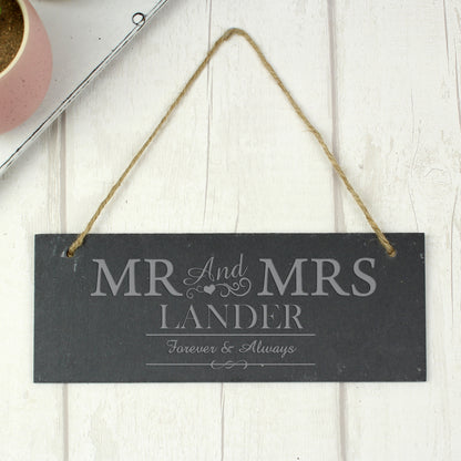 Personalised Mr & Mrs Hanging Slate Plaque - image 2