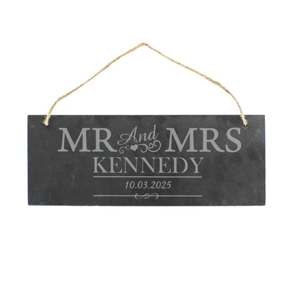 Personalised Mr & Mrs Hanging Slate Plaque - image 5