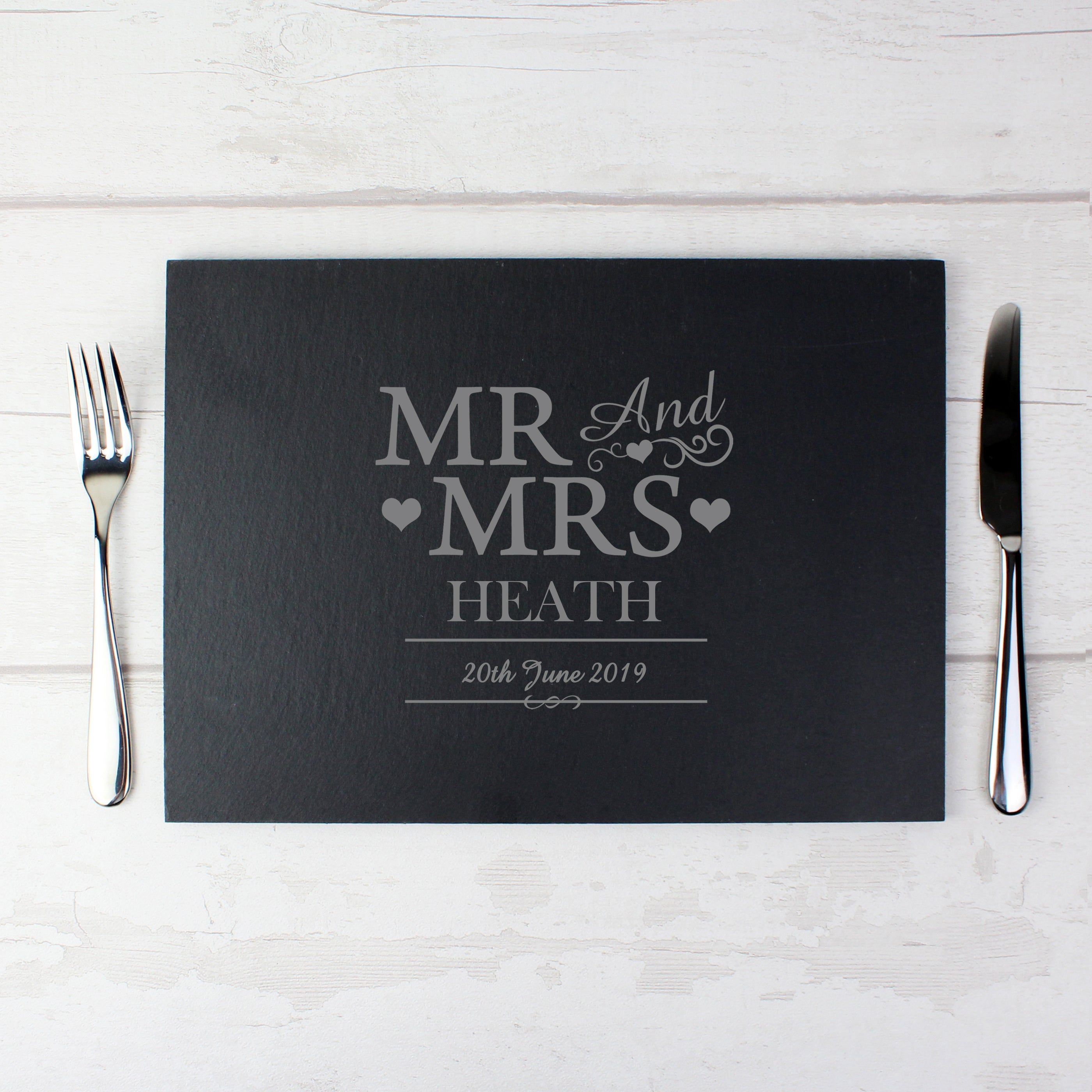Personalised Mr & Mrs Surname & Date Slate Placemat from Heartfelt Gifts