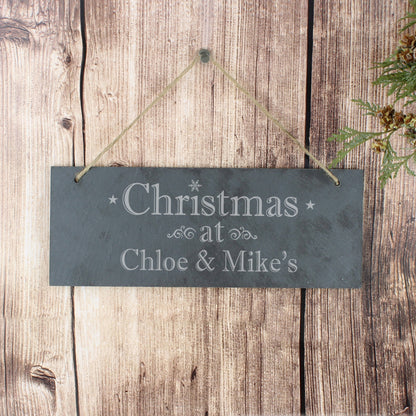 Personalised Christmas Hanging Slate Plaque - image 4