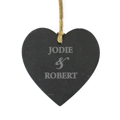 Personalised Couples Slate Heart Decoration from Heartfelt Gifts