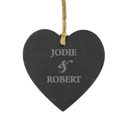 Personalised Couples Slate Heart Decoration from Heartfelt Gifts