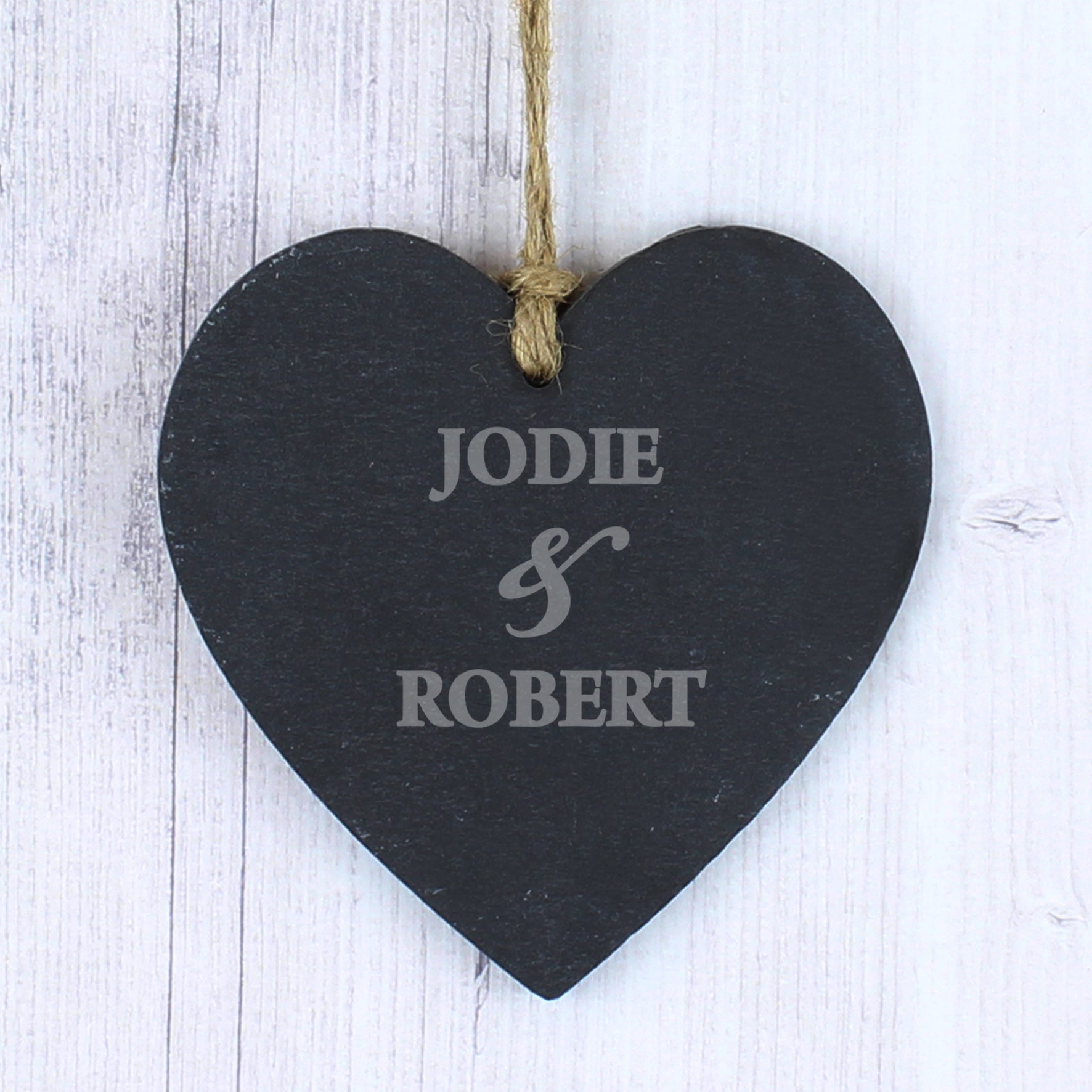 Personalised Couples Slate Heart Decoration - image 2