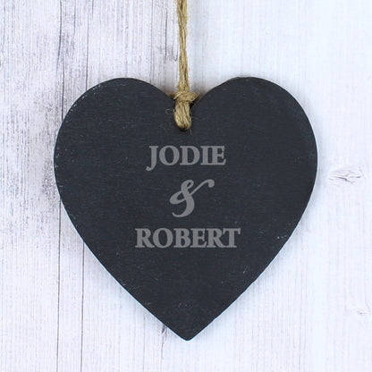 Personalised Couples Slate Heart Decoration - image 2