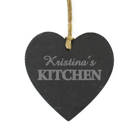 Personalised Kitchen Slate Heart Decoration from Heartfelt Gifts