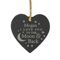 Personalised Engraved Moon and Back Slate Heart Decoration from Heartfelt Gifts