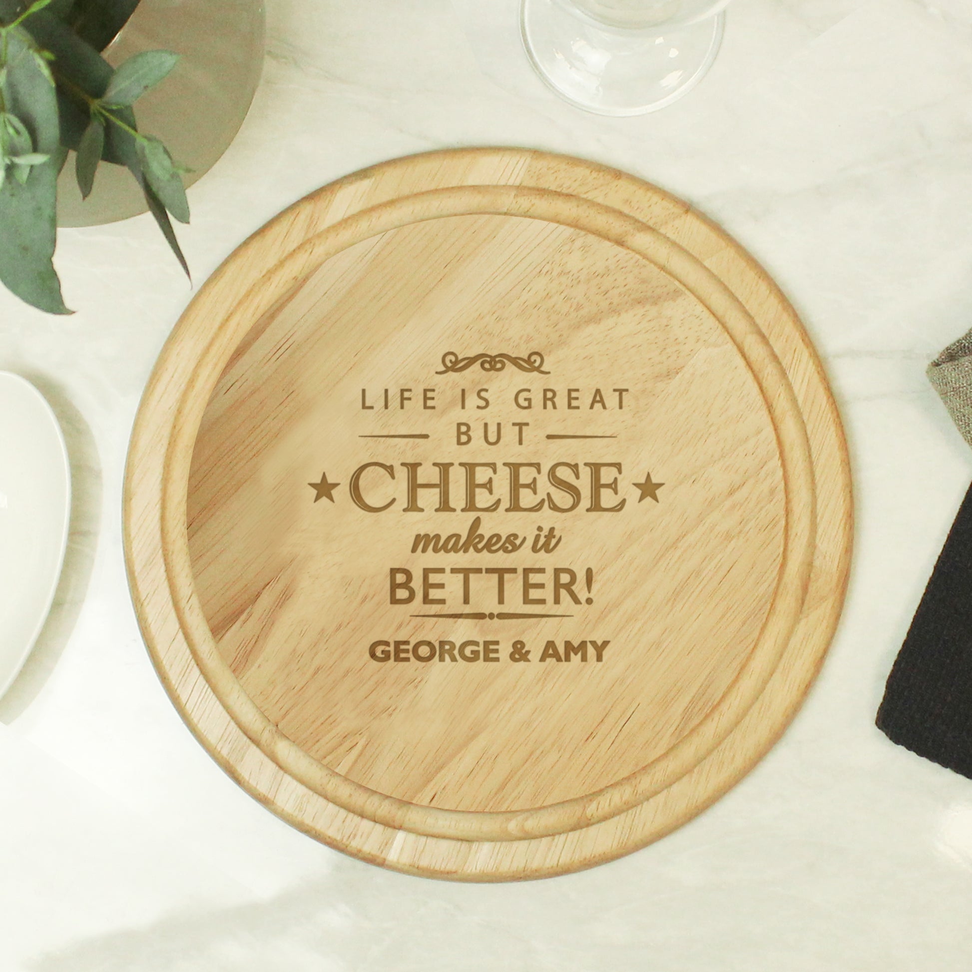 Personalised Cheese Makes Life Better... Wooden Cheese Board - image 2