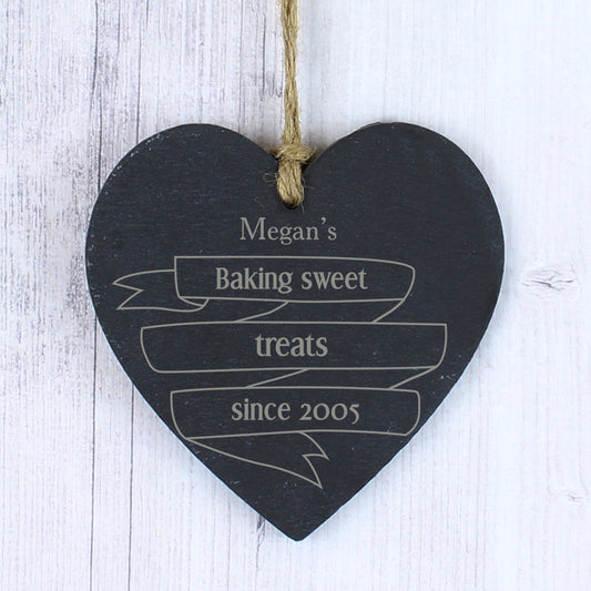 Personalised Garden Bloom Slate Heart Decoration - image 3