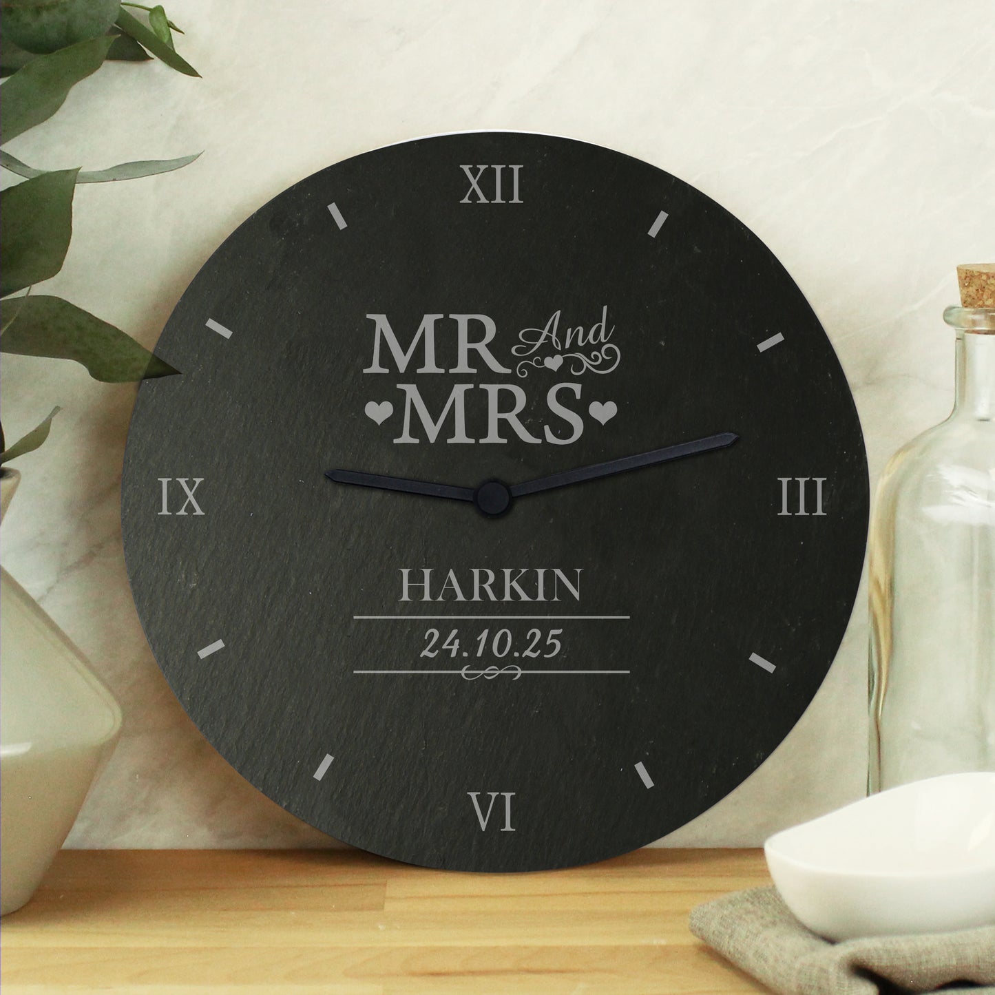 Personalised Mr & Mrs Slate Clock from Heartfelt Gifts