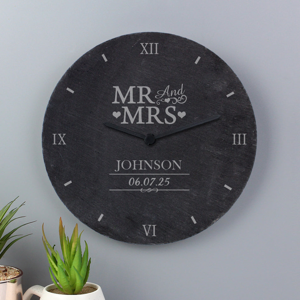 Personalised Mr & Mrs Slate Clock - image 2