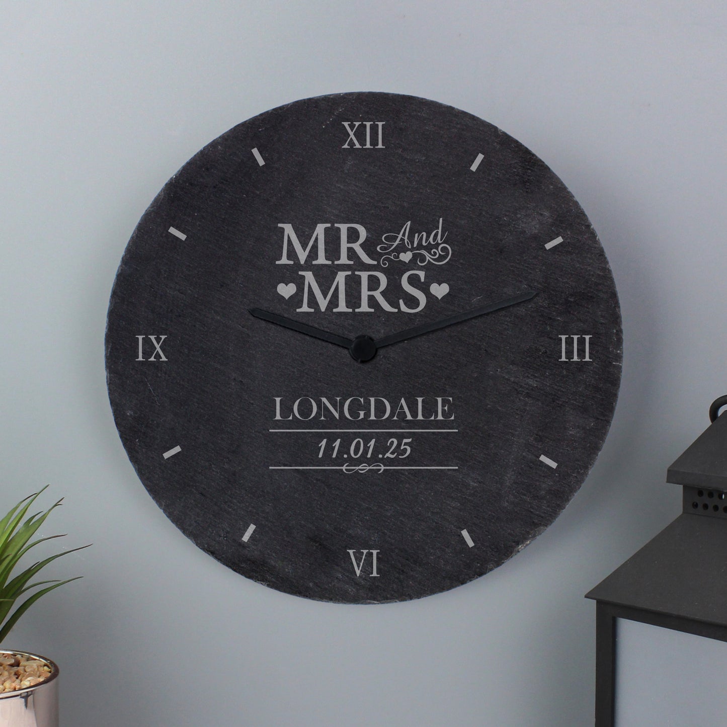 Personalised Mr & Mrs Slate Clock - image 3