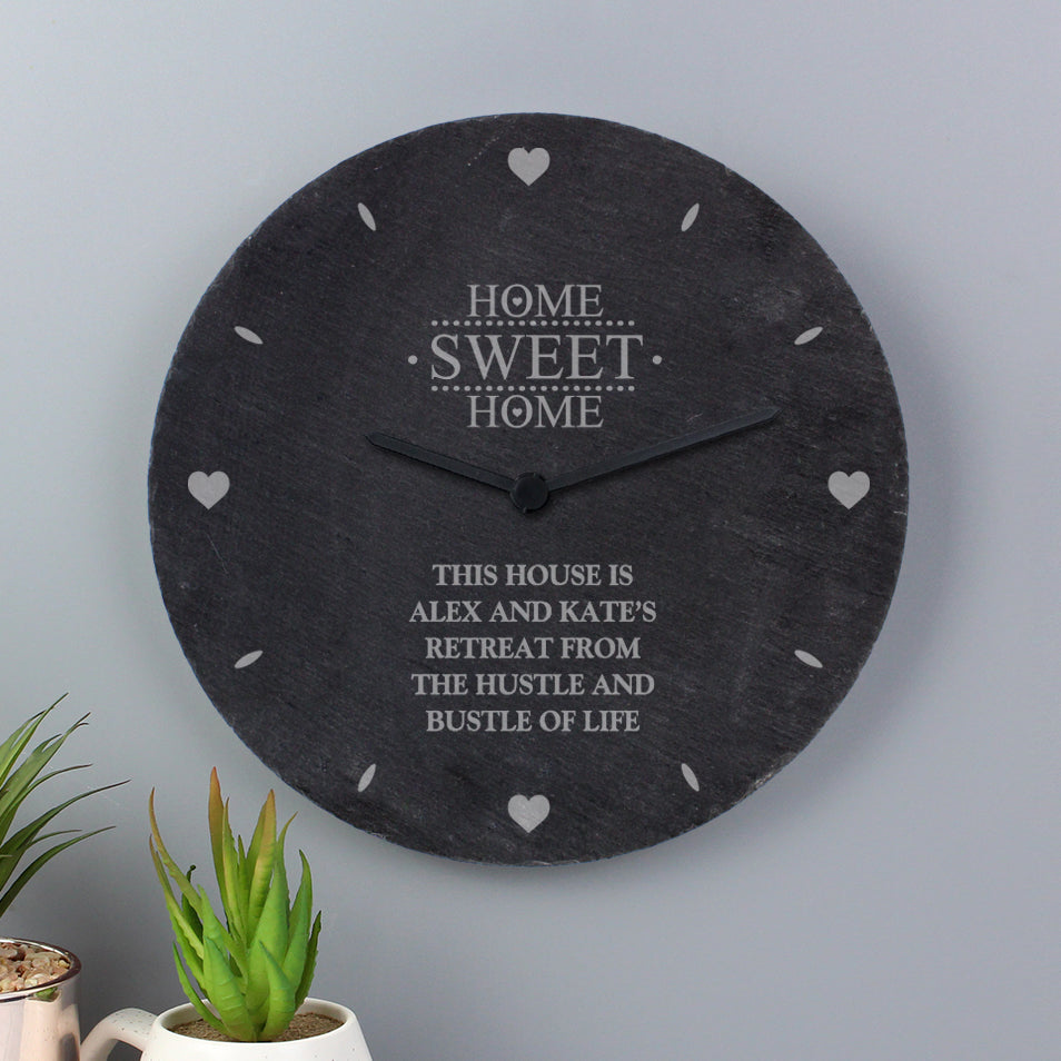 Personalised Home Sweet Home Slate Clock - image 2