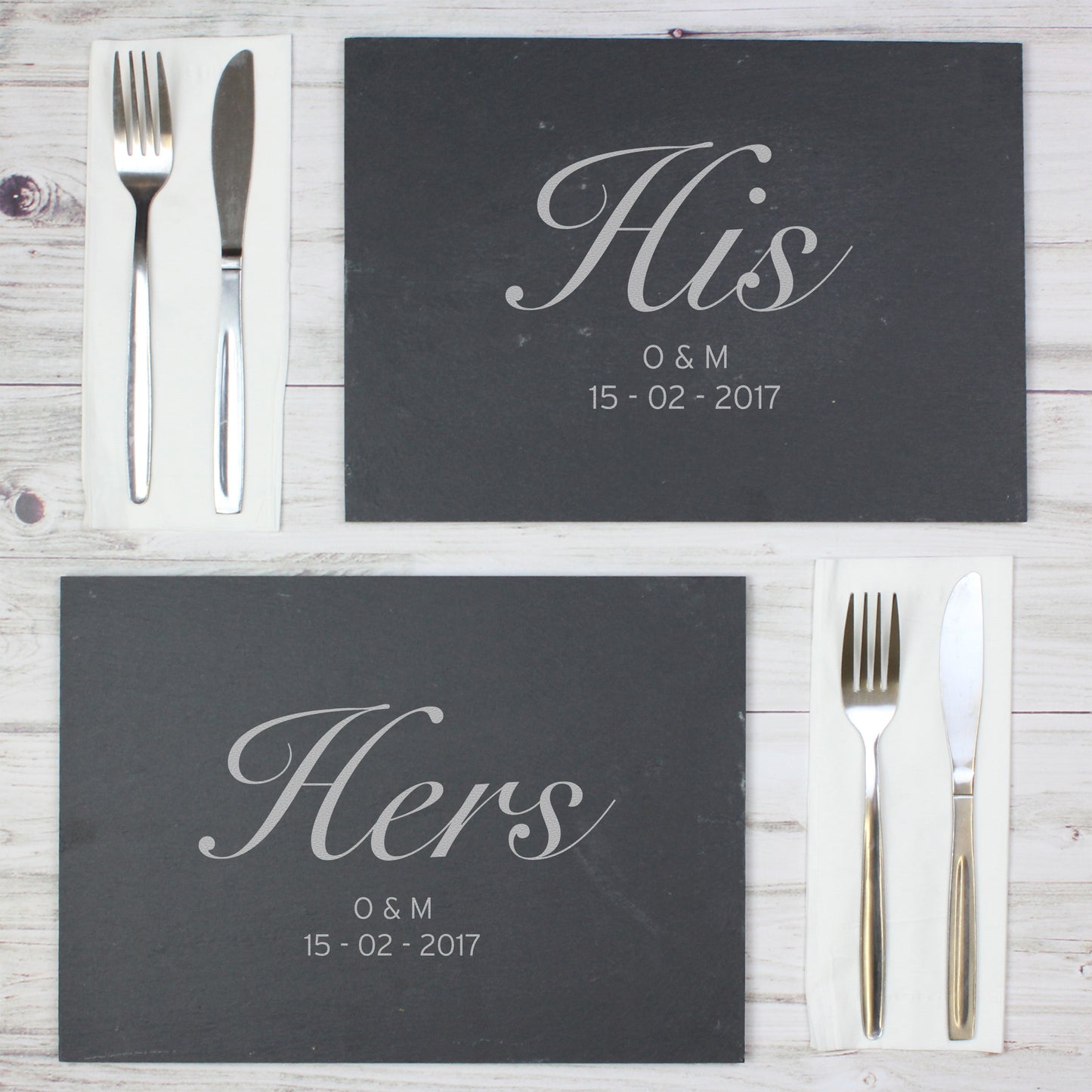 Personalised His and Hers Slate Placemat Set from Heartfelt Gifts