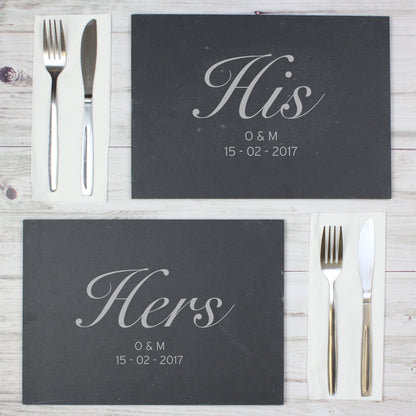 Personalised His and Hers Slate Placemat Set from Heartfelt Gifts