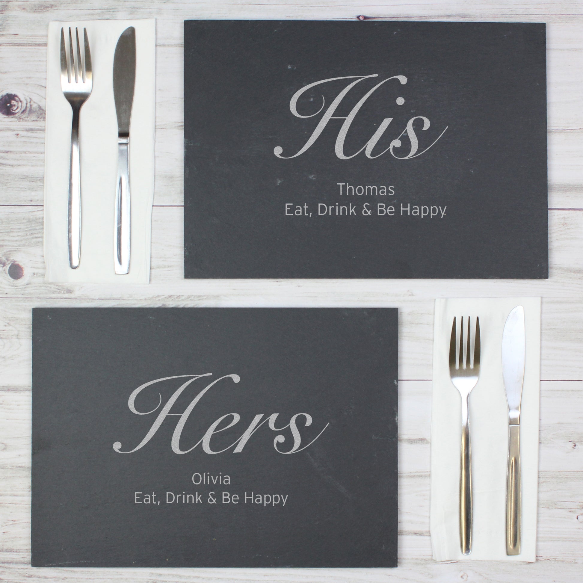 Personalised His and Hers Slate Placemat Set - image 3