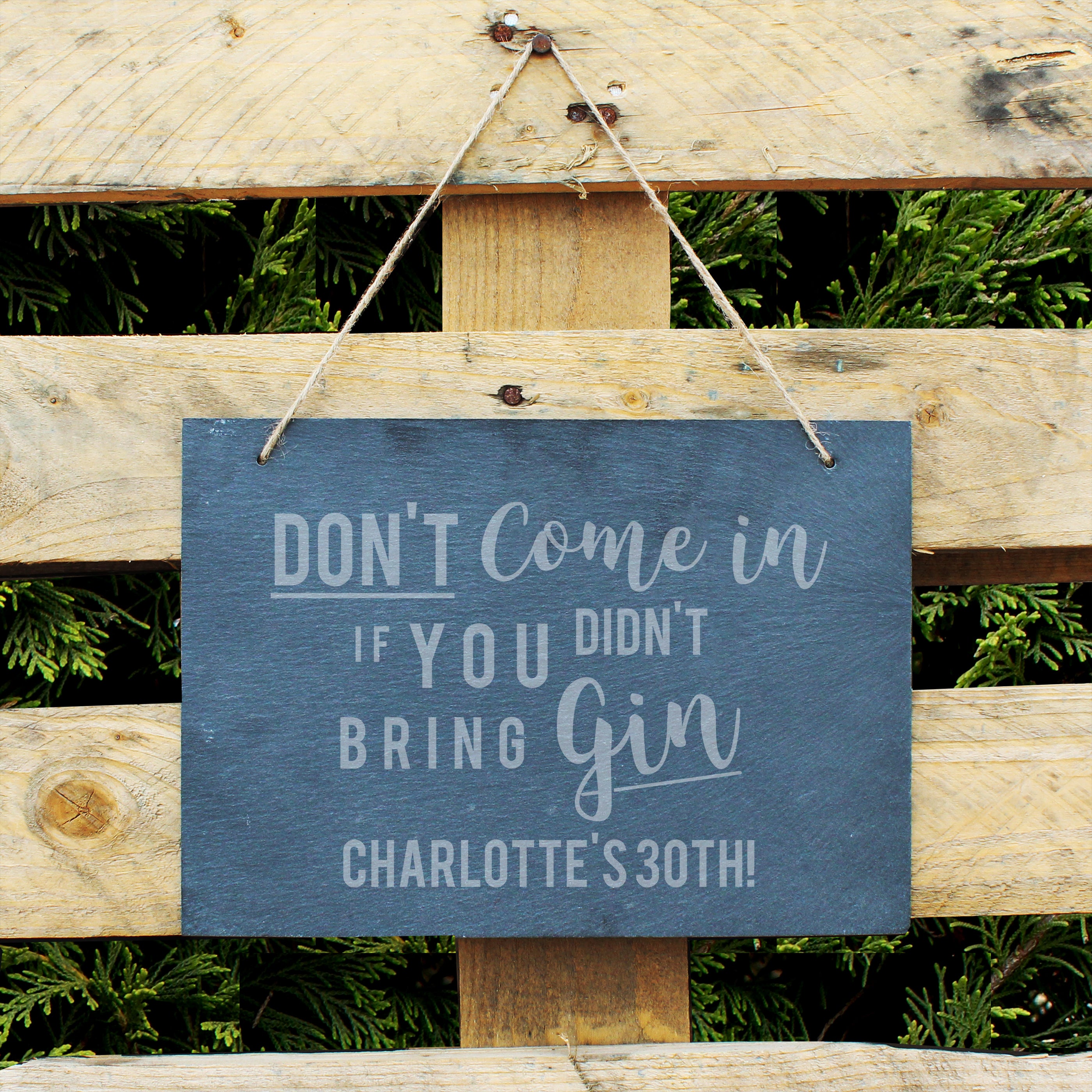 Personalised Gin Large Hanging Slate Sign from Heartfelt Gifts