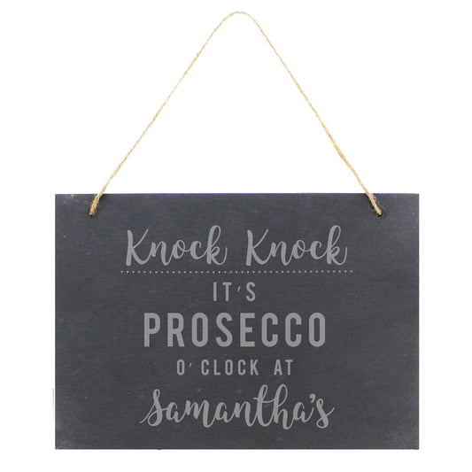 Personalised Prosecco O'Clock Large Hanging Slate Sign - image 2
