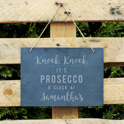 Personalised Prosecco O'Clock Large Hanging Slate Sign - image 3