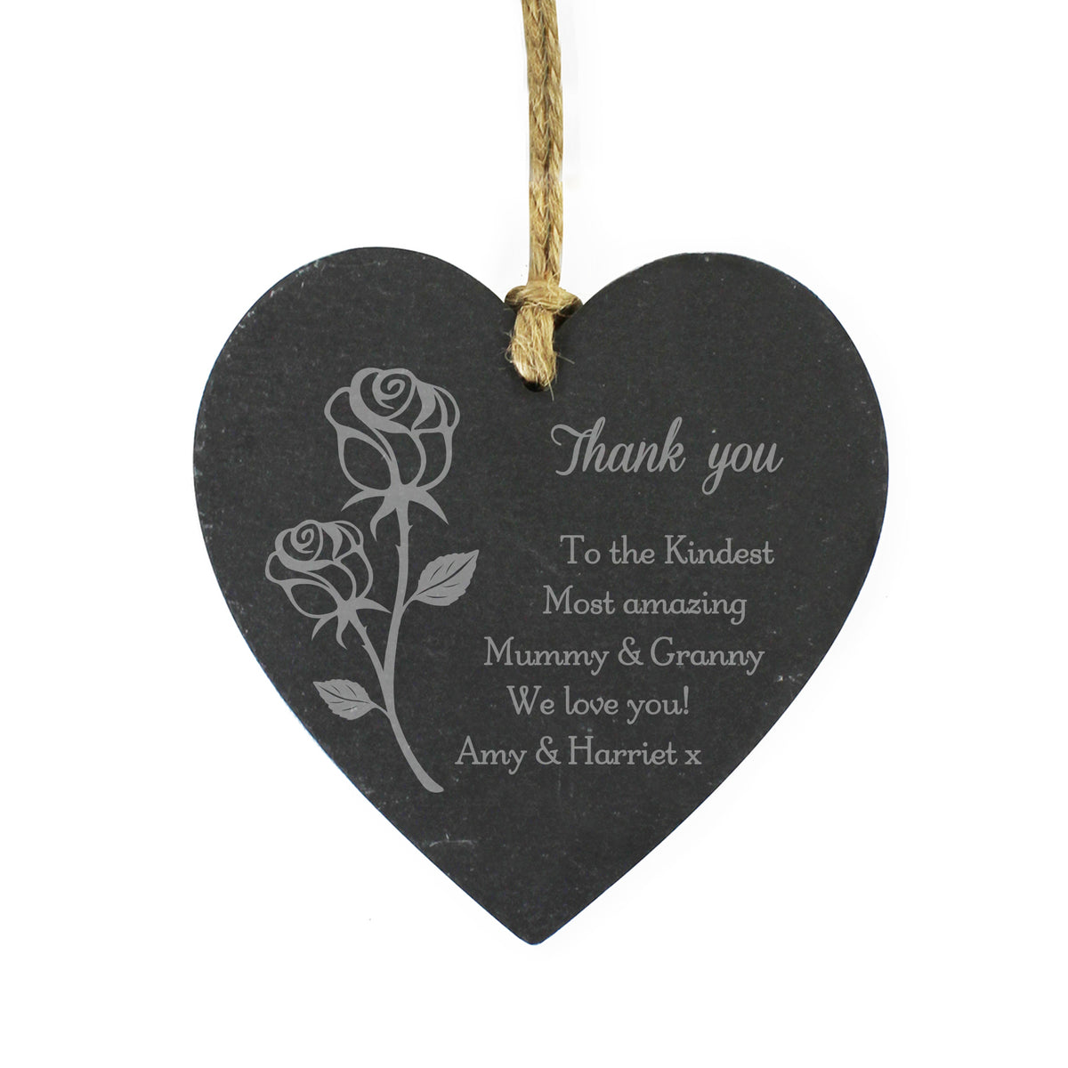Personalised Rose Slate Heart Decoration - image 2
