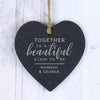 Personalised Together Slate Heart Decoration
