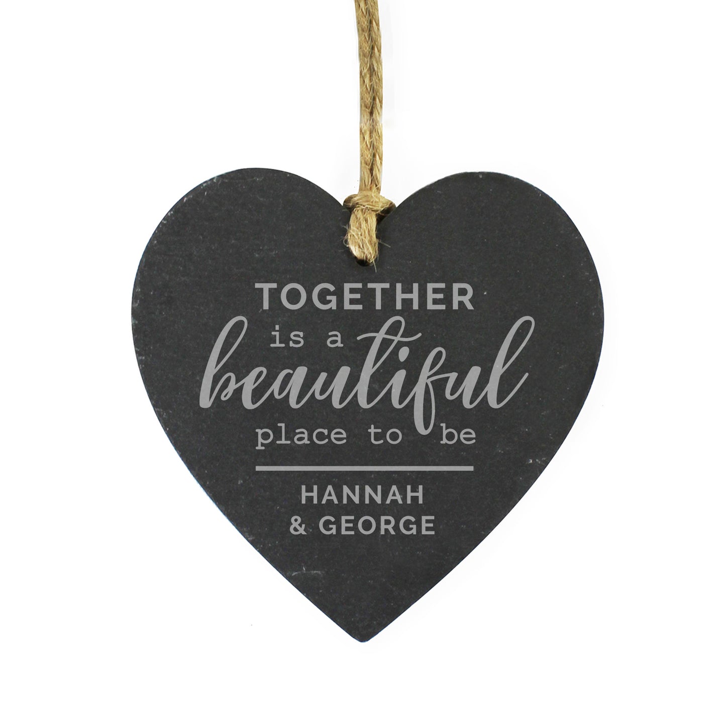 Personalised Together Slate Heart Decoration - image 2