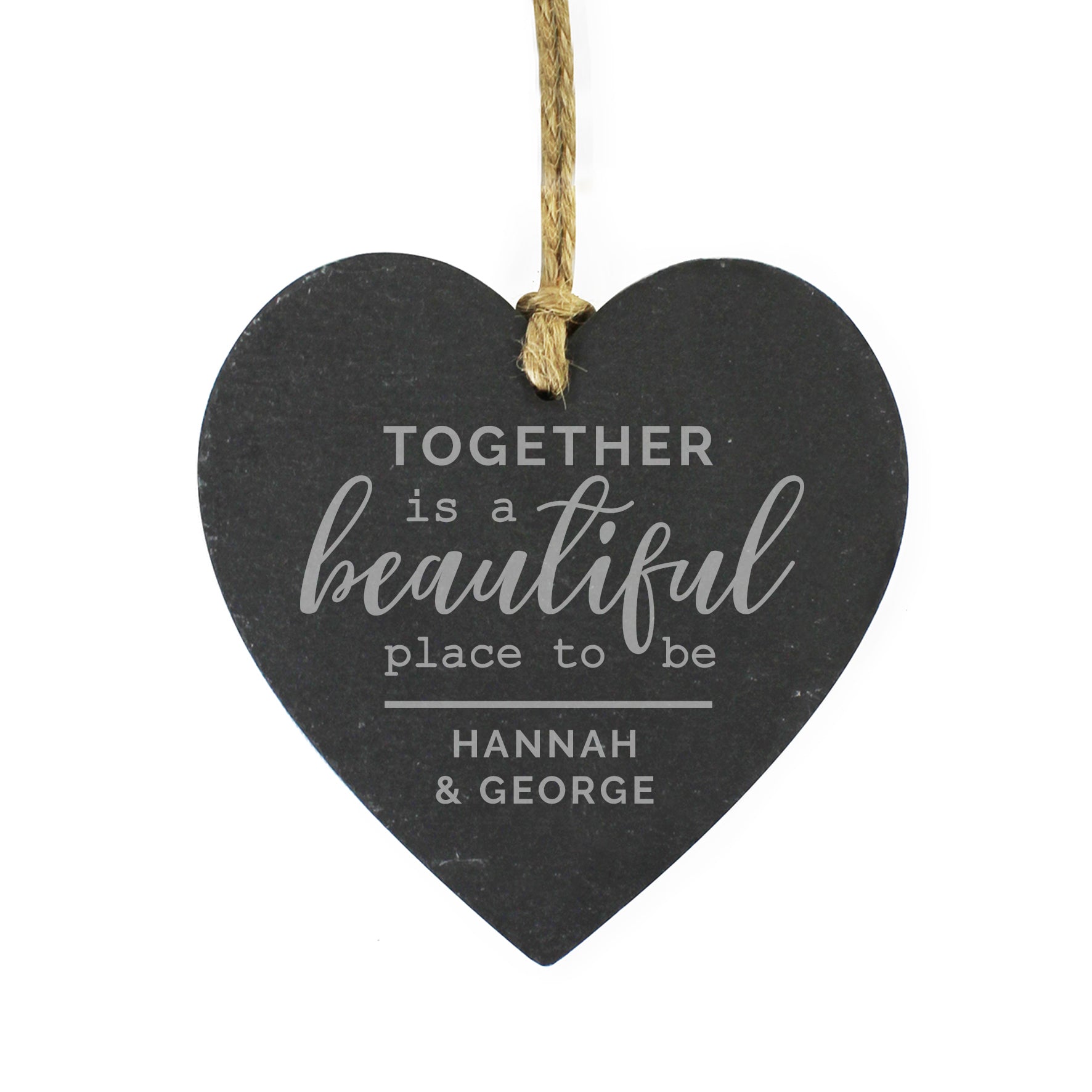 Personalised Together Slate Heart Decoration - image 2