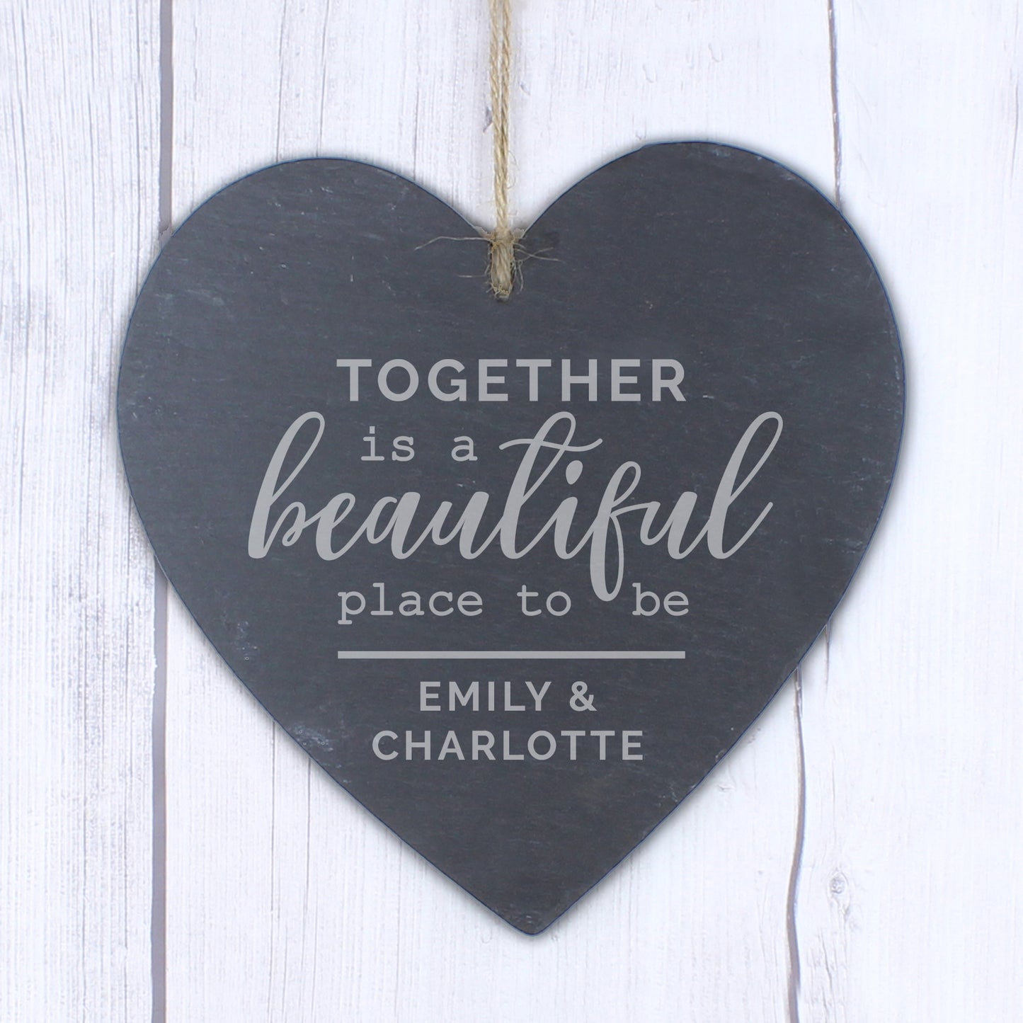 Personalised Together Slate Heart Decoration - image 4